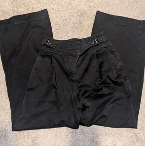 Black Wide Leg Pants High Waisted Belted Minimalist Old Money Trouser Chic